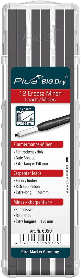 Sada náhradných náplní pre tesársku ceruzku BIG Dry Zimmermann grafitová farba 2H Pica Sada náhradných náplní pre tesársku ceruzku BIG Dry Zimmermann grafitová farba 2H Pica