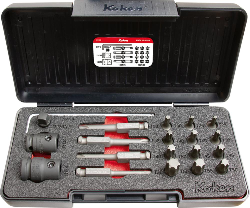 Súprava silových bitov 7/16" 20-dielna Torx Koken Súprava silových bitov 7/16" 20-dielna Torx Koken