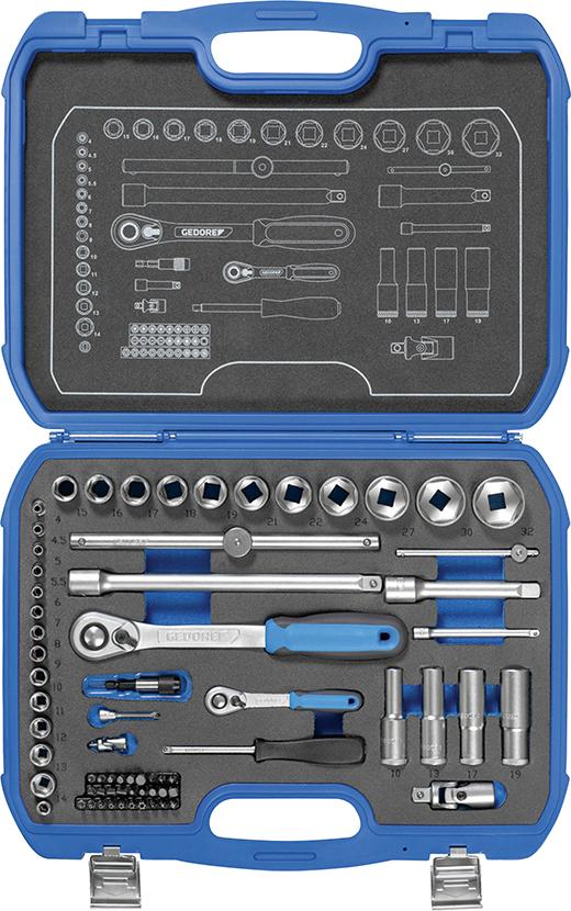 Súprava nástrčných kľúčov1/4"+1/2" 19BMC-20 69-dielna Gedore Súprava nástrčných kľúčov1/4"+1/2" 19BMC-20 69-dielna Gedore