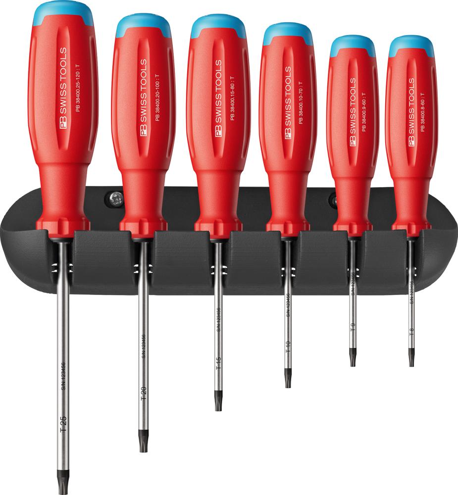 Súprava skrutkovačov 6-dielna Torx v nástennomdržiaku SwissGrip EVO PB Swiss Súprava skrutkovačov 6-dielna Torx v nástennomdržiaku SwissGrip EVO PB Swiss