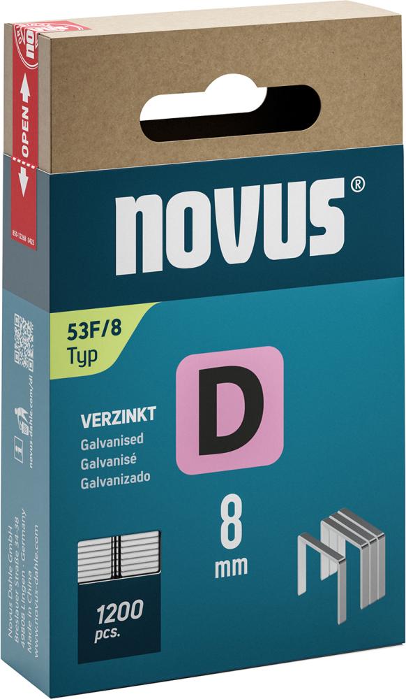 Spona z plochého drôtu Dtyp 53F/8 mm zn Novus OJ po 1200 kusov Spona z plochého drôtu Dtyp 53F/8 mm zn Novus OJ po 1200 kusov
