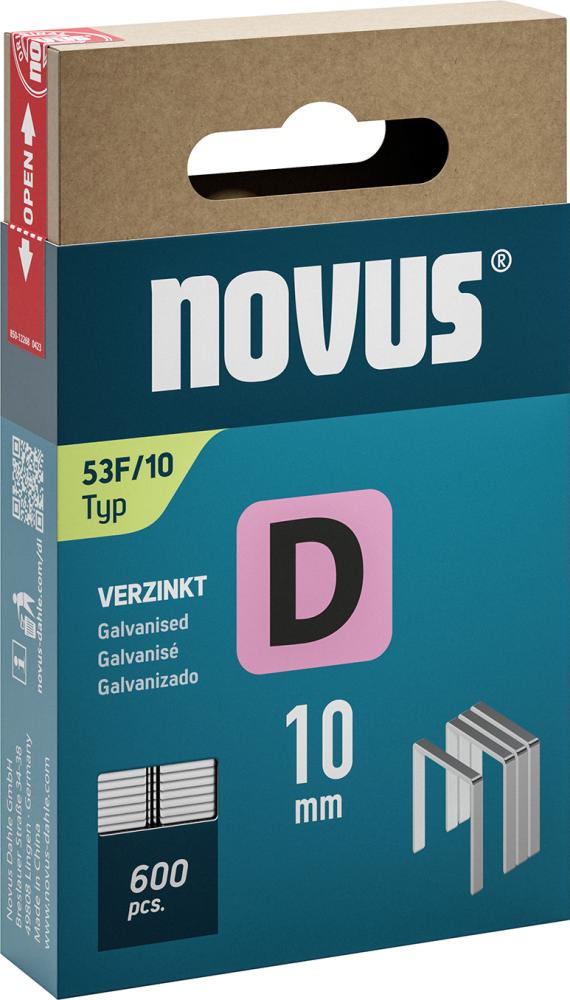 Spona z plochého drôtu Dtyp 53F/10 mm zn Novus OJpo 600 kusov Spona z plochého drôtu Dtyp 53F/10 mm zn Novus OJpo 600 kusov