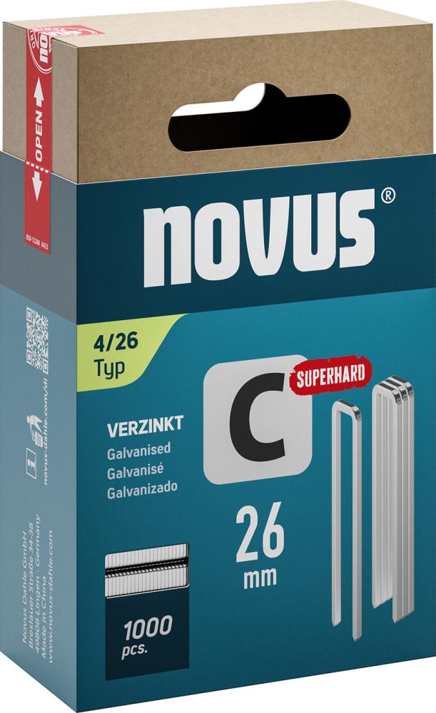 Spona s úzkym chrbtom C typ 4/26 mm ST Novus OJ po 1000 kusov Spona s úzkym chrbtom C typ 4/26 mm ST Novus OJ po 1000 kusov
