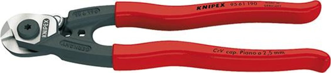 Nožnice na drôtené laná s plastovými rukoväťami 190 mm KNIPEX