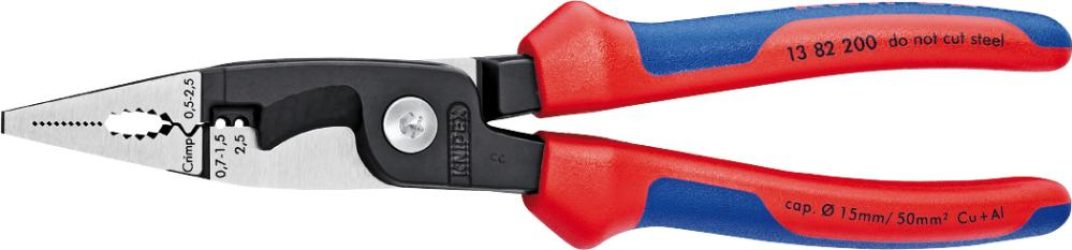Elektroinštalačné kliešte leštené s 2-zložkovými rukoväťami 200 mm KNIPEX