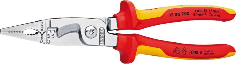 Elektroinštalačné kliešte pochrómované VDE 200 mm KNIPEX