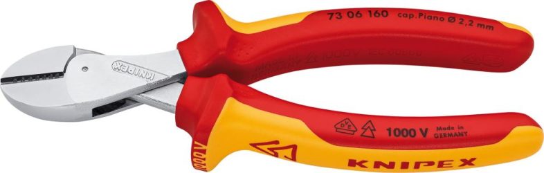 Kompaktné bočné štiepacie kliešte VDE s plastovými rukoväťami 160 mm KNIPEX