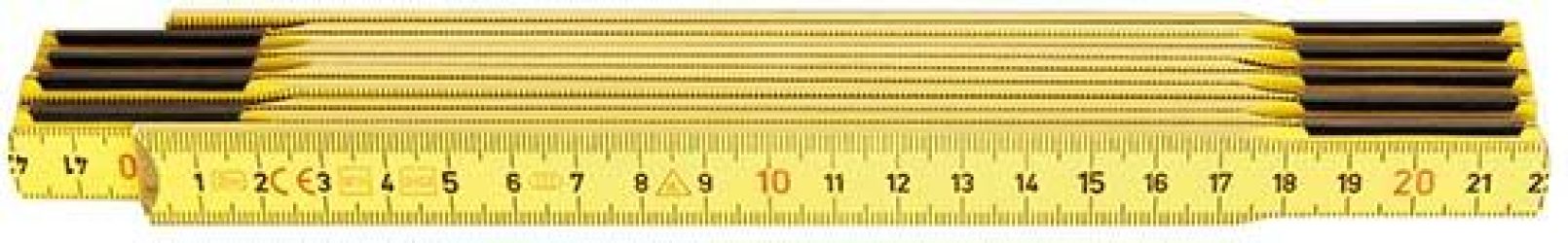 Skladací meter buk 2 m x 17 mm žltá farba Hultafors