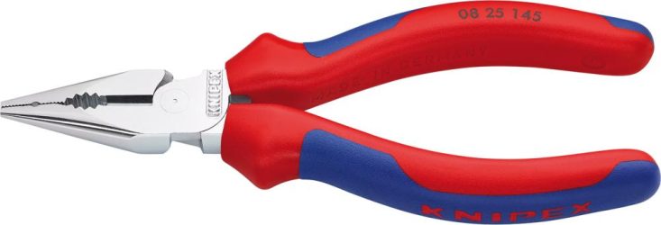 Špicaté kombinované kliešte pochrómované s viackomponentovými rukoväťami 145 mm KNIPEX