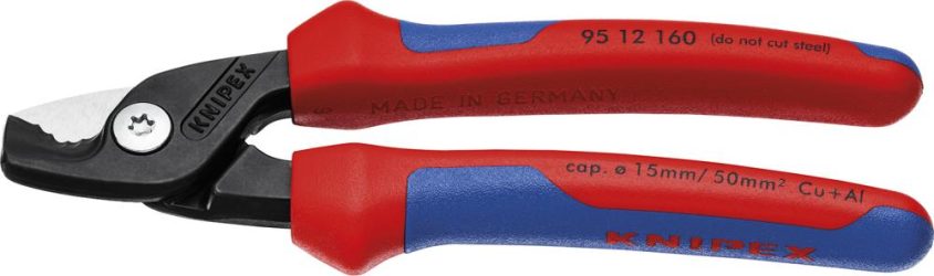 Káblové nožnice s viaczložkovými rukoväťami 160 mm úzky tvar hlavy KNIPEX